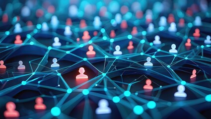 Network of user icons symbolizing iam roles and access management.