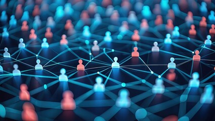 Network of user icons symbolizing iam roles and access management.