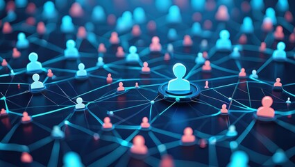 Network of user icons symbolizing iam roles and access management.