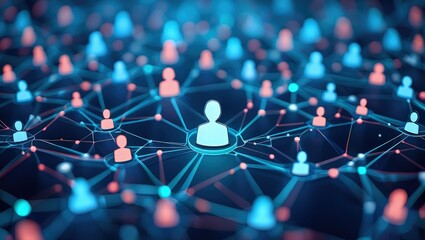 Network of user icons symbolizing iam roles and access management.