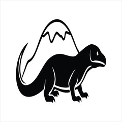 Komodo Silhouette with Mountain Landscape Vector