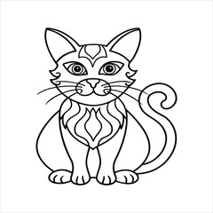 Mandala Animal Cat Coloring Page Illustration