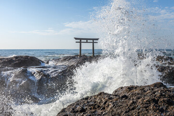Torii gate in the sea, Oarai, Ibaraki Prefecture, Japan