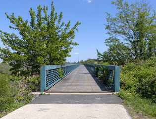 pedestrian bike path in marsh park bayonne new jersey hudson river waterfront walkway near golf...