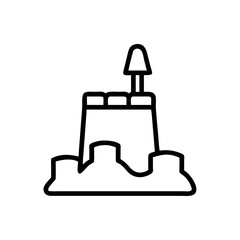 Obraz premium Vector image of sand castle on transparent background, simple and playful beach illustration in flat style