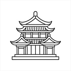 Traditional Chinese Wall Design Line Art Vector