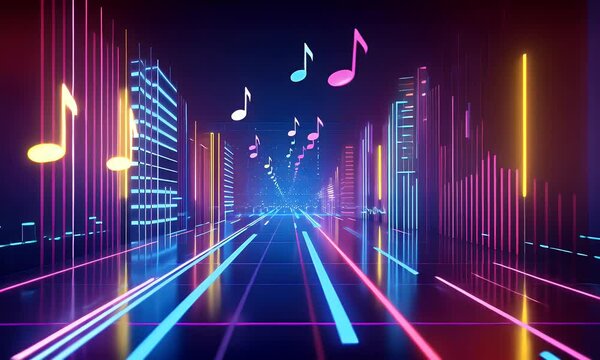 Neon music city tunnel