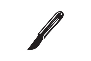A cutter knife  silhouette with a simple, understated design set against a white background. 
