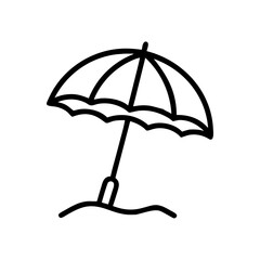 Vector image of beach umbrella on transparent background, simple and colorful summer illustration in flat style