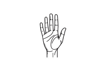 Obraz premium A hand outline silhouette with a simple, understated design set against a white background. 