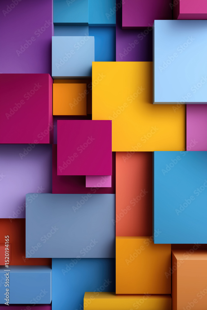 Poster a colorful image of blocks in various colors. the blocks are arranged in a way that creates a sense 