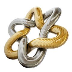 Golden star shaped ornament on transparent background. 3D illustration