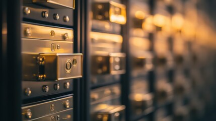 Intricate Detail of Secure Bank Vault with Open Safe Deposit Boxes