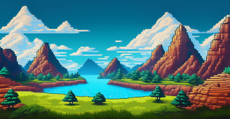Generated image of retro game landscape