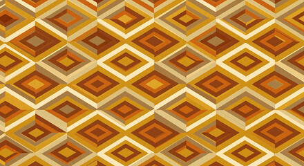 Retro geometric diamond pattern in brown, orange, and beige