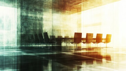 Modern Office Meeting Room with Abstract Background and Lighting Effects