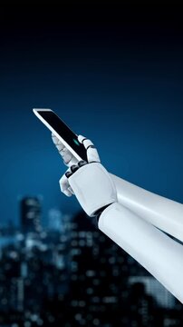Futuristic robot artificial intelligence huminoid AI programming coding technology development and machine learning concept. Robotic bionic science research for future of human life. 3D rendering.
