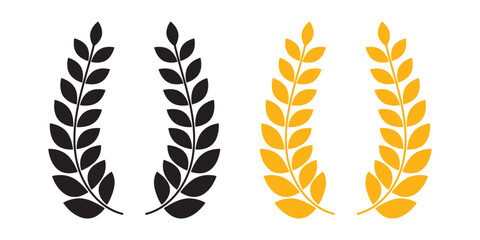 Wheat icon set. Collection of black wheat ear silhouettes, ideal for agriculture logos, organic product labels, and rural themed designs. Vector illustration. EPS 10.