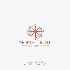 Elegant Compass Rose Logo, Luxury Builder Logo