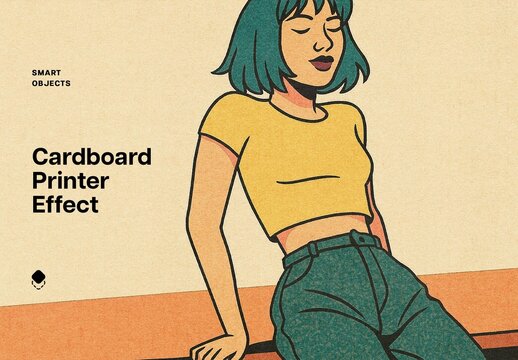 Cardboard Printer Design Effect Mockup