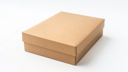 Brown Cardboard Box on White Background