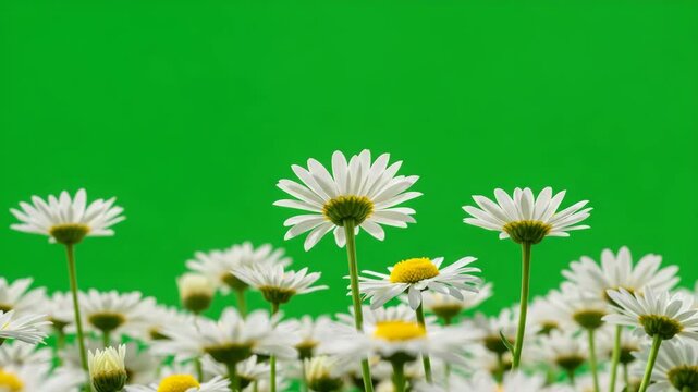 White daisies against green background