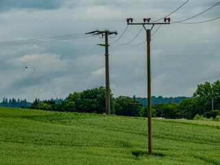 Strommasten im Feld