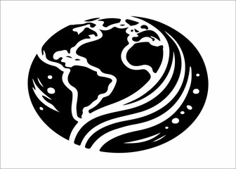 Earth vector art logo design black and white illustration