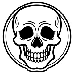 Grunge Skull Sticker Set – Vector Illustration