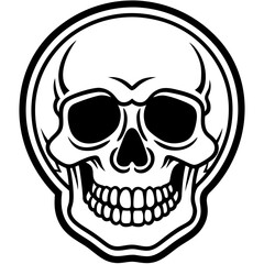 Grunge Skull Sticker Set – Vector Illustration