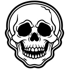 Grunge Skull Sticker Set – Vector Illustration