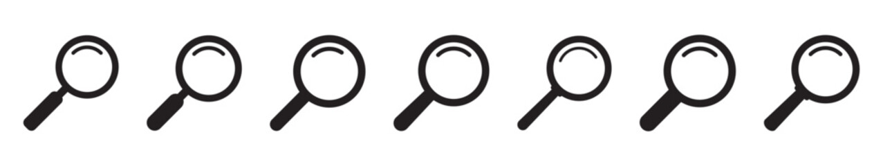 Magnifying glass icons set, magnifier icons. Search icon.