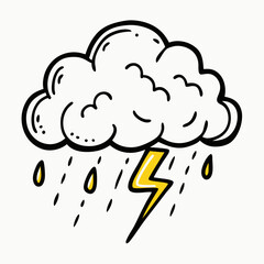 Hand drawn cloud illustration with rain snow and other precipitation elements perfect for weather related designs and creative projects vector
