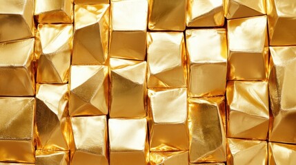 Shimmering Gold Foil Squares in a Patterned Arrangement