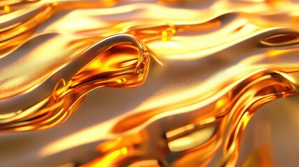 Shimmering Golden Wave Texture Flowing Across a Smooth Surface