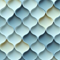Stylish wavy patterned wall decor in soft blue and cream shades, perfect for modern interiors or artistic projects.