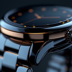 Close-up of a luxury watch highlighting its shiny metal finish and elegant design, perfect for style and fashion enthusiasts.