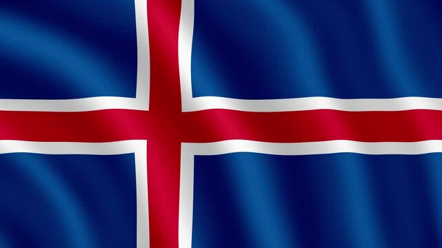 Iceland Waving Flag &ndash; High-Resolution 3D Render of Iceland National Flag in Motion