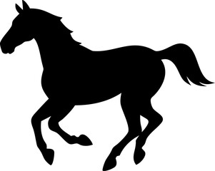 Fototapeta premium Dynamic silhouette illustration of a running horse showcasing power speed and freedom with a clean vector design suitable for various