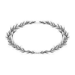 Oval Floral frames with silhouettes of branches, leaves and flowers