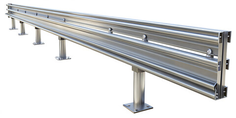 Metal highway guardrail barrier isolated on white background png ai generated isolated on a white background