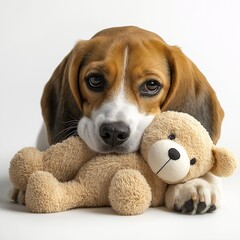 Cute Puppy Playing with Toy. Adorable Beagle's Playtime and Comfort