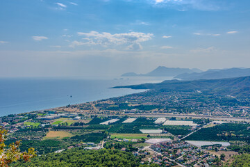 Aerial view of the Camyuva town. Antalya province, Turkey