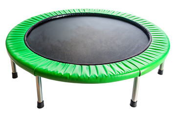 Mini green fitness trampoline isolated on a white background png ai generated