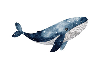 Soft watercolor illustration stickers, Whales
