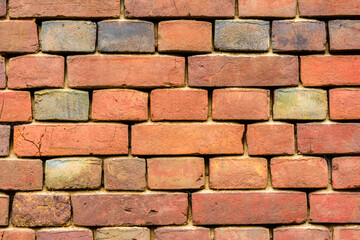 Old wall of red bricks for the background