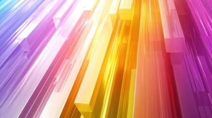 Vibrant Colorful Light Rays with Abstract Cubes in Motion