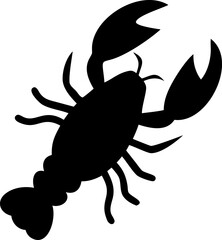 Detailed Lobster Silhouette Illustration in Vector Format for Graphic Design and Seafood Related Projects Suitable for Various Creative Applications