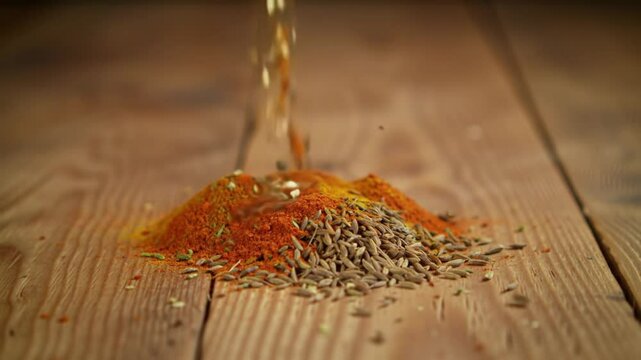 Spices turmeric cumin powder cooking ingredients recipe food preparation culinary herbs and spices mix