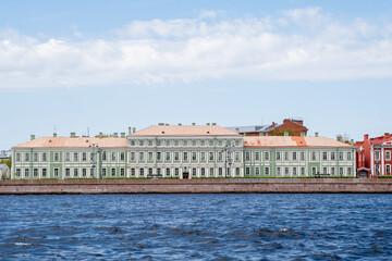 Exploring the Historic Architecture Along the Canals of St Petersburg Under a Clear Blue Sky in Springtime